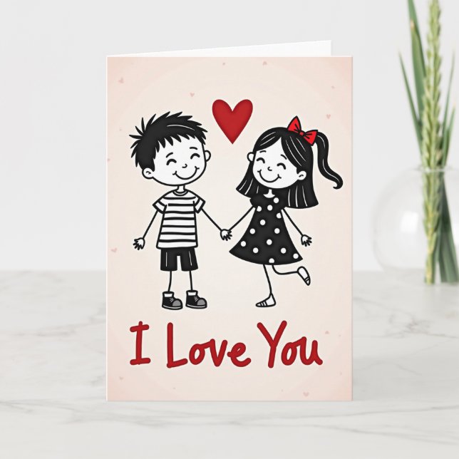 Cute Kids Polka Dot Valentines Card (Front)