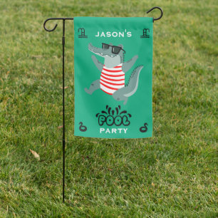 Cute Kids Pool Birthday Party invite Garden Flag