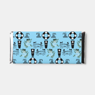 Cute Kids Pool Birthday Party invite Hershey Bar Favors
