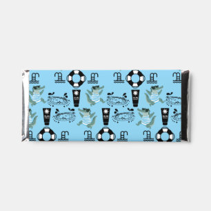 Cute Kids Pool Birthday Party invite Hershey Bar Favors