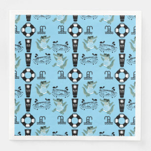 Cute Kids Pool Birthday Party invite Paper Dinner Napkins