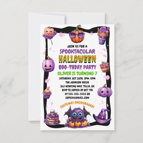 Cute Kids Purple Halloween Birthday 