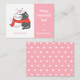 Cute Kids Purr-fect Cat Valentines Day Pink Note Card