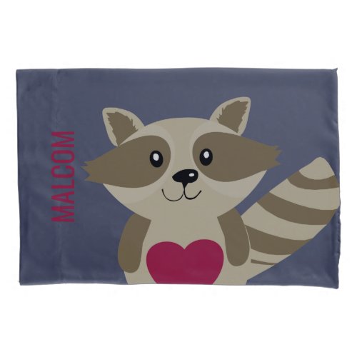 Cute Kids Raccoon Woodland Animal Personalized Pillowcase