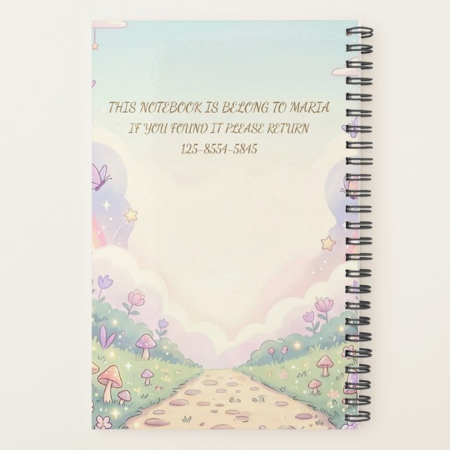 Cute Kids Rainbow Adventure Planner Notebook  (Back)