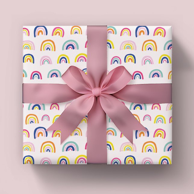 Cute kids rainbow pattern wrapping paper (Kids rainbow pattern wrapping paper sheets, ideal for girls birthday and baby shower giftwrap)