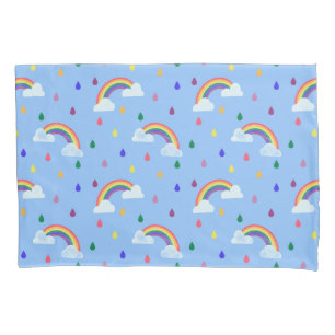 Cute Kids Rainbow Rain Shower Pattern Pillow Case