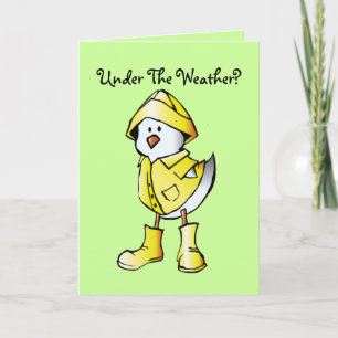 Cute Kids Rainy Day Cartoon Chick Custom Get Well Card