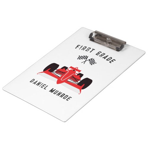 Cute Kids Red Racing Car School  Clipboard