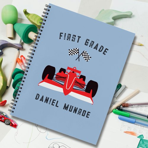 Cute Kids Red Racing Car School Spiral Notebook