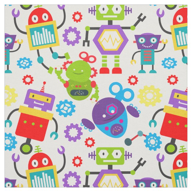Cute Kids Robot Colorful Fabric (Swatch)