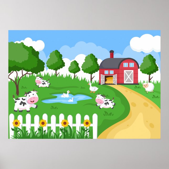 cute kids room Farm house Poster (Front)