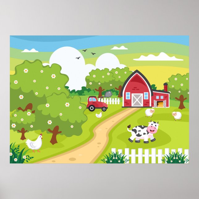 cute kids room Farm house Poster (Front)