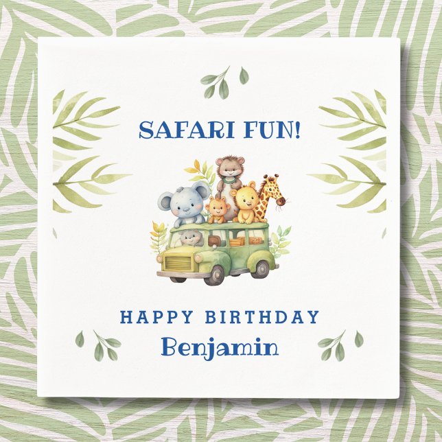 Cute Kids Safari Animal Jungle Birthday Napkins (Creator Uploaded)