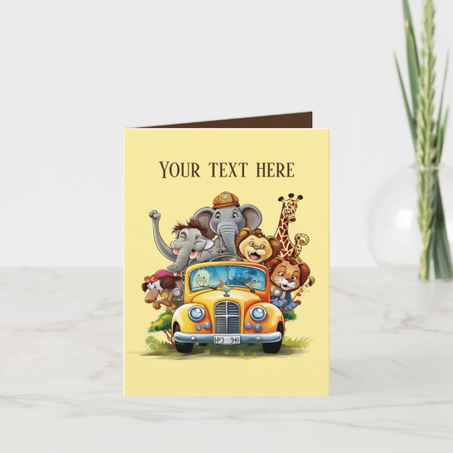 Cute kids Safari animals add text any purpose Card (Front)