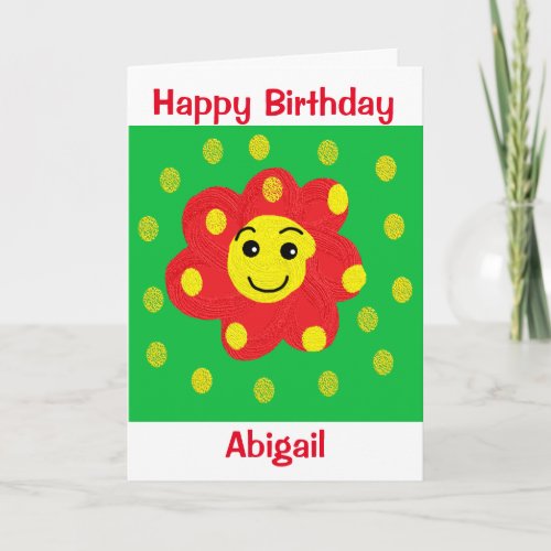 Cute Kids Smiling Face Flower Birthday Card