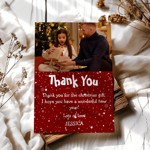 Cute Kids Snow Photo Christmas Thank You Card