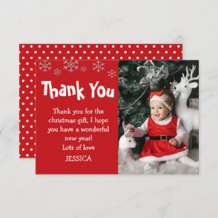 10X Personalised Both Side Christmas Thank You Cards Girls Boys Children Xmas 9c 