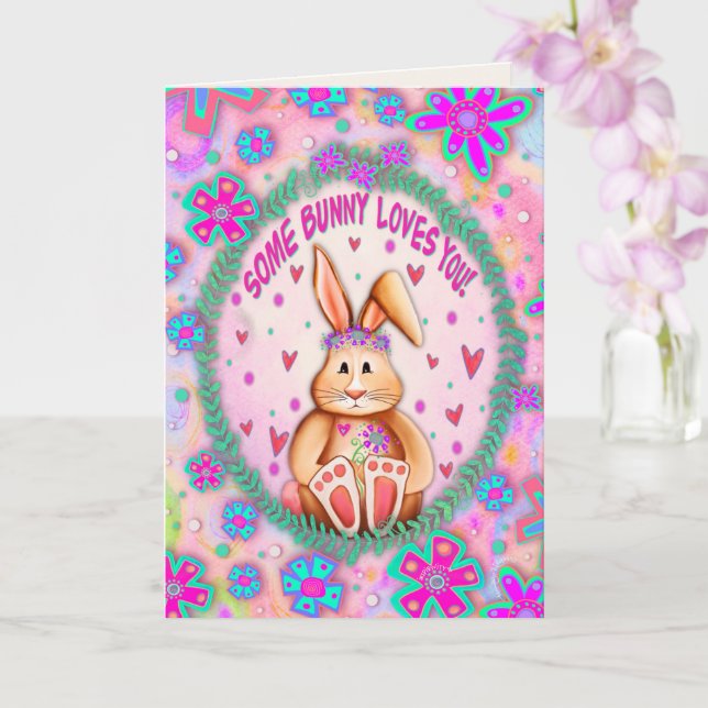 Cute Kids Some Bunny Loves You Inspirivity Card (Orchid)
