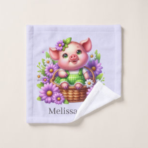 Cute kids special add name pig girls wash cloth