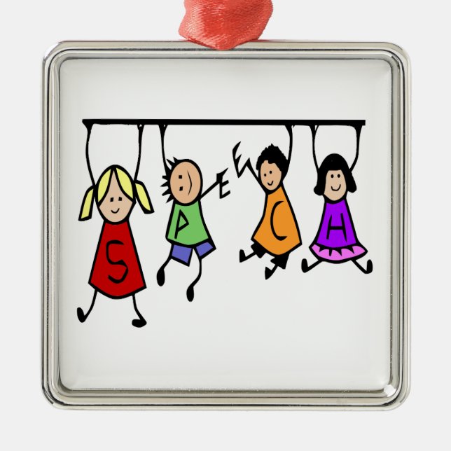 Cute Kids Speech Therapist Word Metal Ornament (Front)