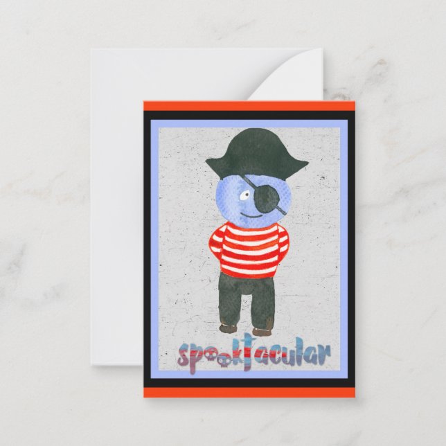 Cute Kids Spooky Halloween Cartoon Pirate Note Car Card (Front)