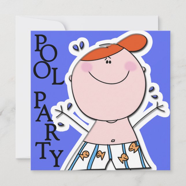 Cute Kids Summer Pool Party Swimming Birthday Invitation (Front)
