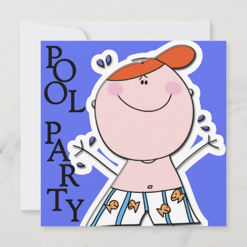 Cute Kids Summer Pool Party Birthday Invitation