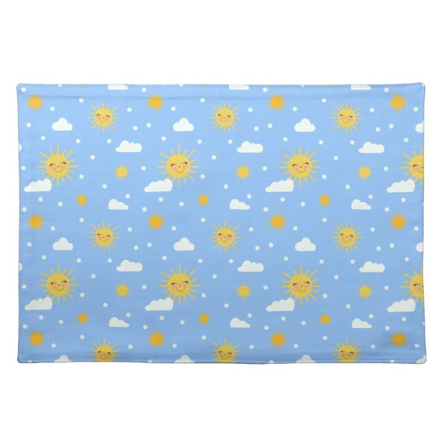 Cute Kids Sunshine Sky Pattern Cloth Placemat (Front)