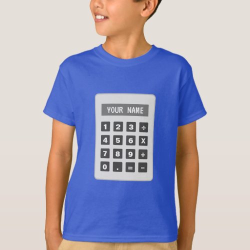 Cute kids t shirt with math calculator drawing