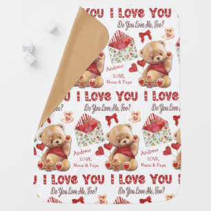 Cute Kid's Teddy Bear I Love You Valentine Baby Blanket