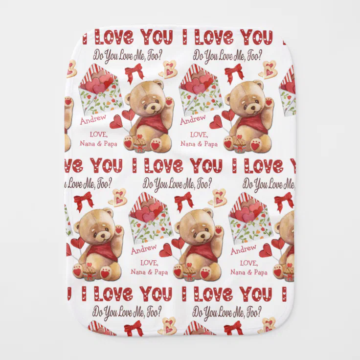 Cute Kid S Teddy Bear I Love You Valentine Baby Burp Cloth Zazzle Cute Kid S Teddy Bear I Love You Valentine Baby Burp Cloth Zazzle