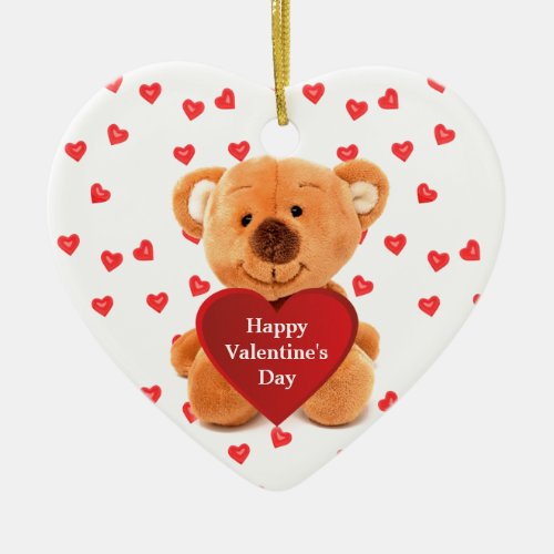 Cute Kids Teddy Bear Love Valentines Day Ceramic Ornament