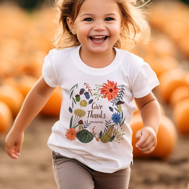 Cute Kids Thanksgiving fall  T-Shirt (Daughter Kids Thanksgiving fall outfit T-Shirt)