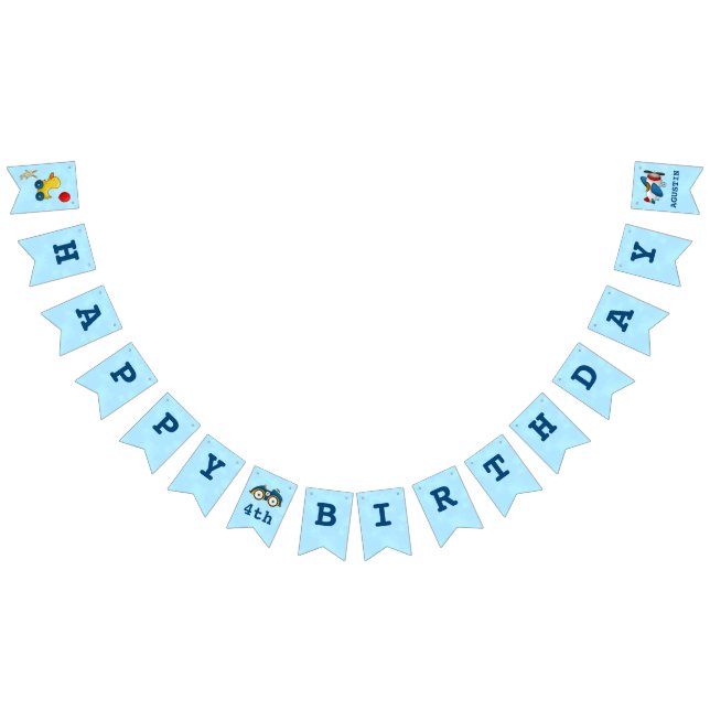 Cute Kids Toys Happy 4th Birthday Party  Bunting Flags (All)