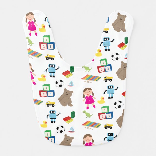 Cute Kids Toys Pattern Baby Bib (Front)