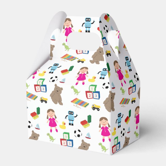 Cute Kids Toys Pattern Favor Boxes (Front Side)