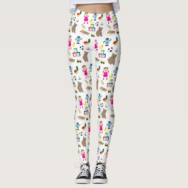 Cute Kids Toys Pattern Leggings (Front)