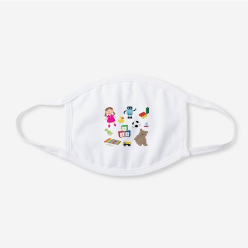 Cute Kids Toys Pattern White Cotton Face Mask