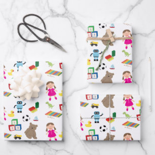 Cute Kids Toys Pattern  Wrapping Paper Sheets