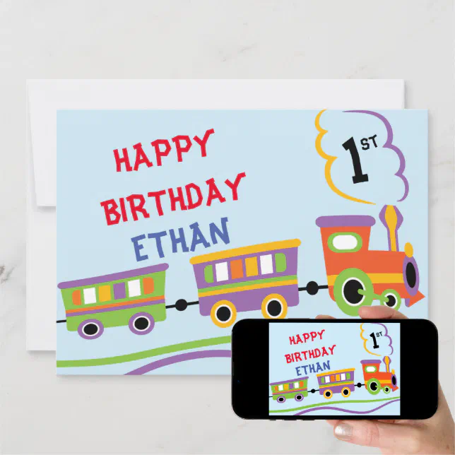 Cute Kids Train Birthday Party Boy Birthday Invitation | Zazzle