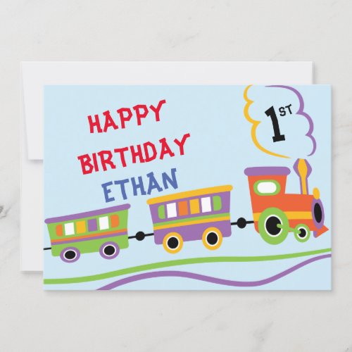 Cute Kids Train Birthday Party Boy Birthday Invitation