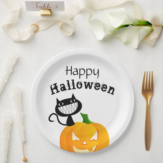 Cute Kids Trick or Treat Happy Halloween Party Paper Plates (Wedding)