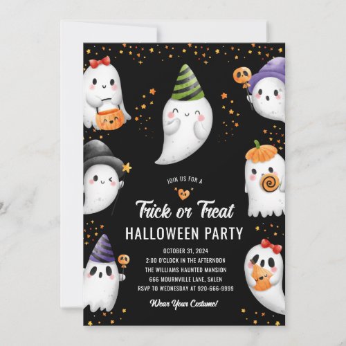 Cute Kids Trick or Treat Party Invitation