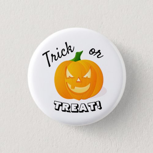 Cute Kids Trick or Treat Pumpkin Button