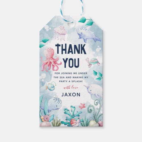 Cute Kids Under the Sea Birthday Thanks You Favor Gift Tags
