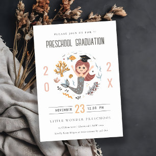 Cute Kids Underwater Mermaid Preschool Graduation Invitation