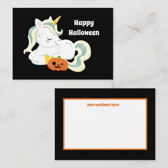 cute kids unicorn add sentiment Halloween Note Card (Front/Back)