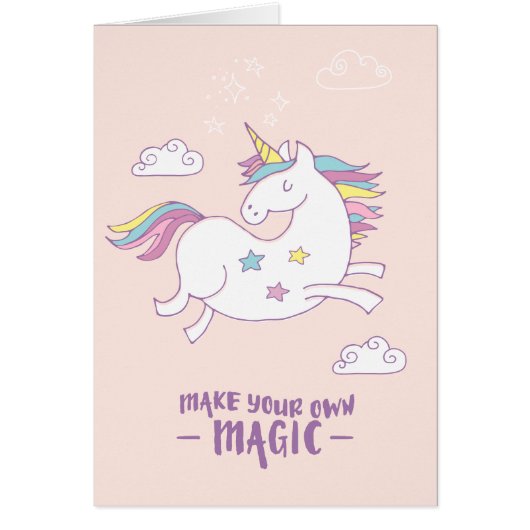 Cute Kids Unicorn Card - "Make Your Own Magic" (Front)