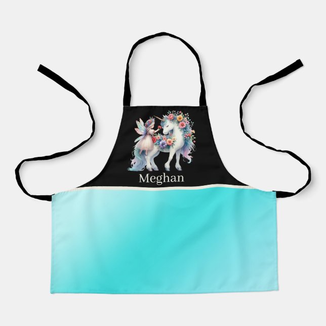 Cute kids unicorn fairy add name apron (Front)
